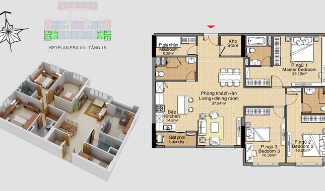 Bán căn hộ Era Town Q7 giá rẻ chỉ 14,3tr/m2 bạn sở hữu ngay căn hộ góc 3pn, 161m2 giá tốt