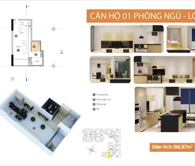 Cho thuê căn hộ Invesco Âu Cơ, DT 53m2, 1PN, 1WC, 6.5tr/th, LH: 0902.767.144