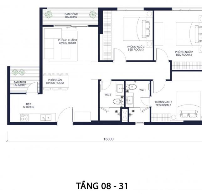 Bán căn hộ Millennium Masteri 3PN giá từ 6.3 tỷ, nhận ưu đãi khủng