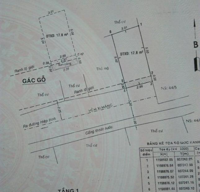 Bán nhà riêng hẻm xe tải 4.5m, số 44/4 Hiệp Bình, Hiệp Bình Chánh, Thủ Đức. DT: 3x7m