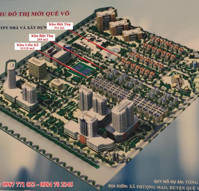 Khu đô thị mới Quế Võ – Bắc ninh đang mở bán nhận đặt chỗ chọn nền đẹp DT 285m2 Giá bán từ 8,5tr/m2