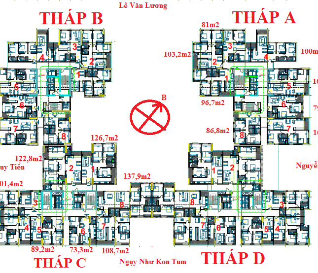 Bán sàn chung cư Việt Đức Complex, tầng 2,3,4 – 99 Lê Văn Lương, 5000m2