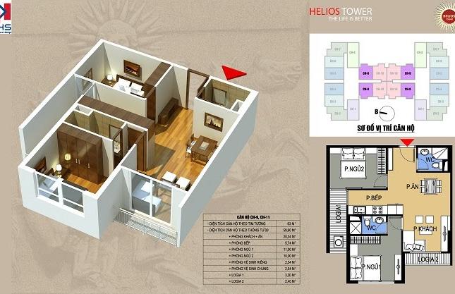 (0934542259) Cần bán căn hộ 65m2 chung cư 75 Tam Trinh, SĐCC giá 25tr/m2, full nội thất