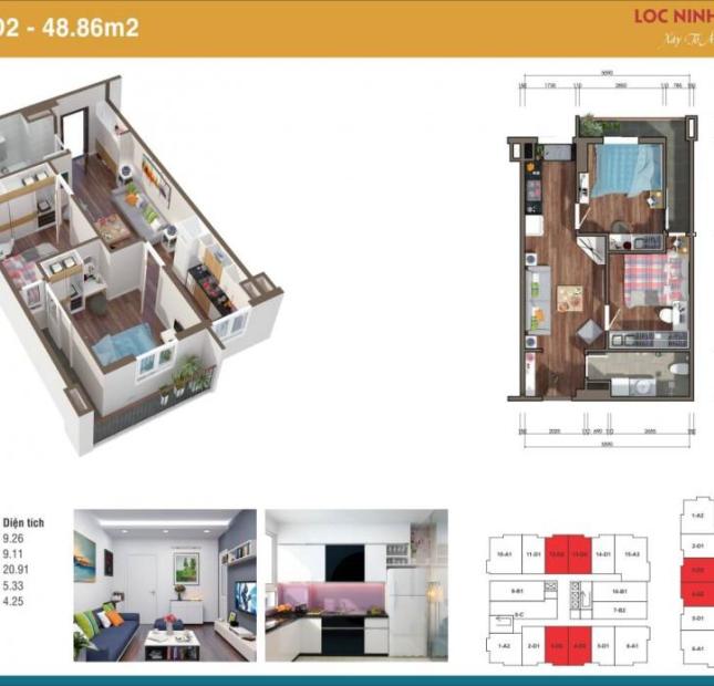 Chỉ 580tr sở hữu căn hộ 2 phòng ngủ CC Lộc Ninh, hỗ trợ ngân hàng BIDV 70%, lãi suất 0%