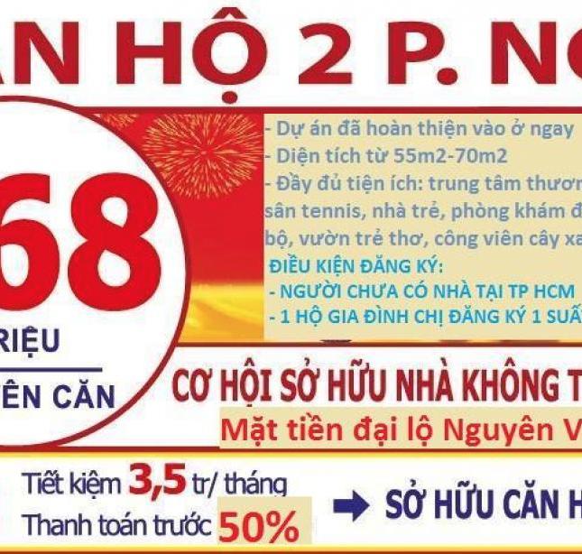 Góp 3- 5tr/tháng có ngay căn hộ xã hội mặt tiền Nguyễn Văn Linh, Phường 7, Quận 8, Tp. HCM