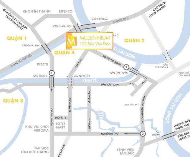 Căn hộ 3PN Millennium 2MT Bến Vân Đồn - Nguyễn Hữu Hào, quận 4, liền kề trung tâm tp, Lh: 01636.970.656