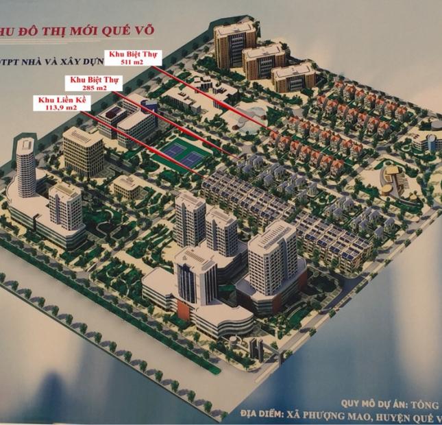 Bán đất nền dự án tại Dự án Khu đô thị mới Quế Võ, Quế Võ,  Bắc Ninh diện tích 285m2  giá 8 Triệu/m²