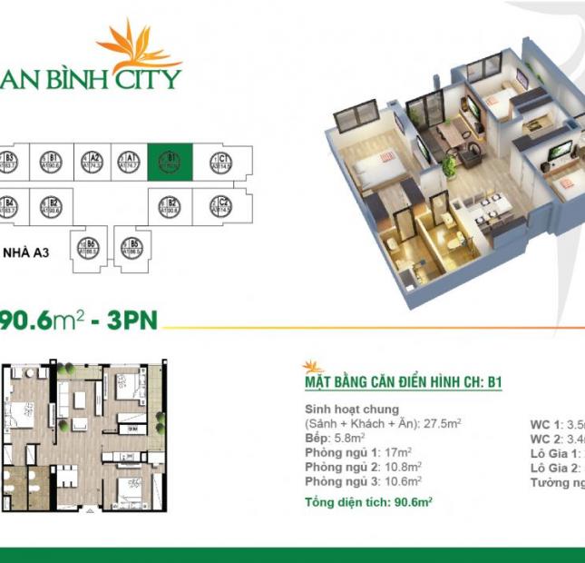 Cần bán Suất ngoại giao tầng đẹp 1007 và 1607 tòa A6 An Bình City view hồ và quảng trường