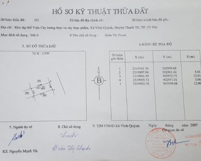 Bán đất khu tập thể viện Khoa Học Nông Nghiệp Việt Nam tại Vĩnh Quỳnh, Thanh Trì, Hà Nội