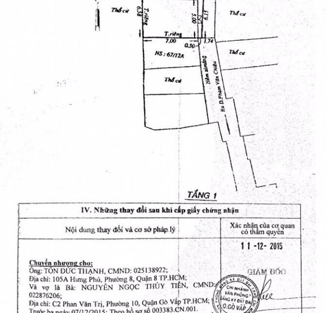 Bán nhà hẻm 579 Phạm Văn Chiêu, P13, Gò Vấp, 6,2 x 7,9m, cấp 4, giá 1,9 tỷ