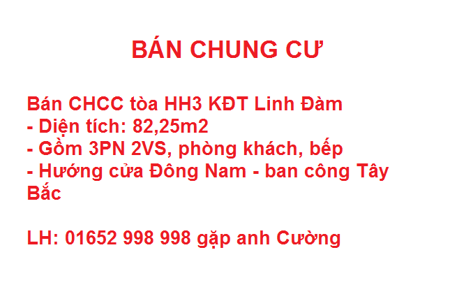 Cần Bán Gấp - Giá Rẻ Ntn Tìm Đâu Ra Nữa. Căn Góc 82,3M2, 3Pn, 2Vs Tòa Hh3 Linh Đàm. Giá Cực Rẻ 1.25