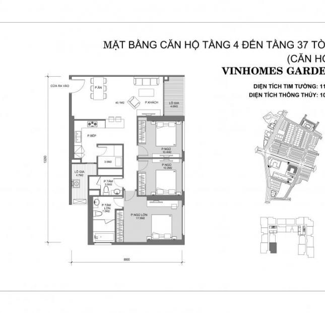 Bán căn góc 3 mặt thoáng Vinhomes Gardenia căn 02 tòa A2 diện  tích 106.4m2, 3PN, 2WC, giá 3.3 tỷ