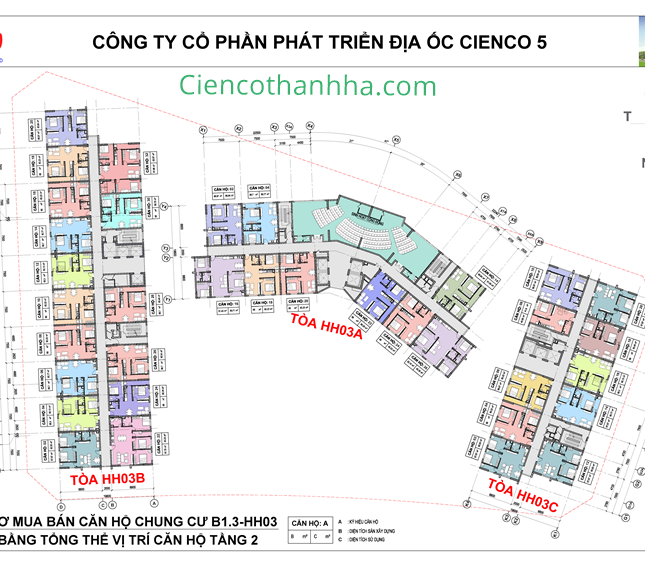 Bán trực tiếp các căn hộ chung cư tòa HH03B – Thanh Hà Cienco 5, giá 12 triệu/m2.