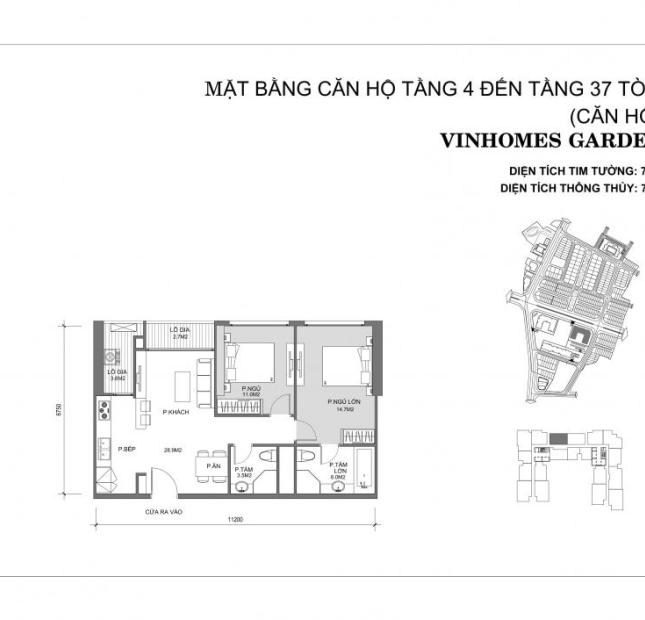 Nhượng gấp căn đẹp tầng đẹp 18.08 tòa A2 Vinhomes Gardenia 73.8m2/2PN, bán bằng giá gốc 33.5 tr/m2