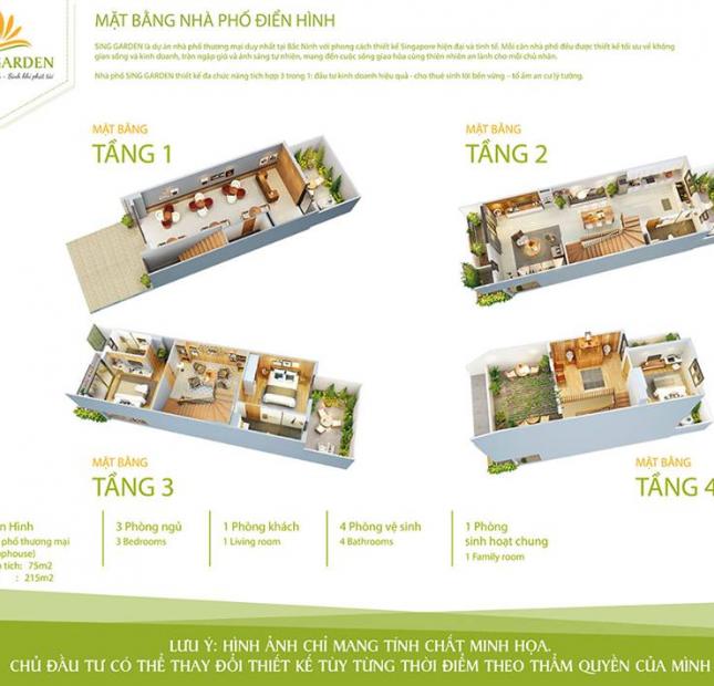 Chính chủ cần bán 3 lô nhà phố đẹp nhất dự án Sing Garden, Bắc Ninh