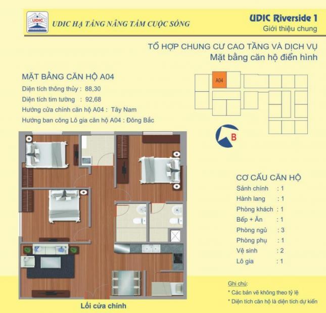 Bán chung cư 122 Vĩnh Tuy, căn 88.3m2, 3 phòng ngủ, view sông tầng 15
