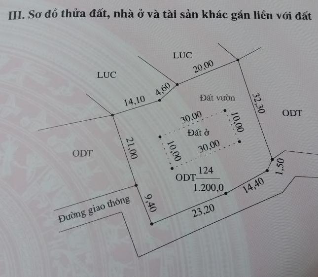 Bán 1200m2 đất có sổ đỏ tại phường Vân Phú, TP Việt Trì