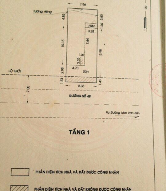 Bán nhà 8x20m đường 49, phường Tân Quy, quận 7. Giá 11.2 tỷ