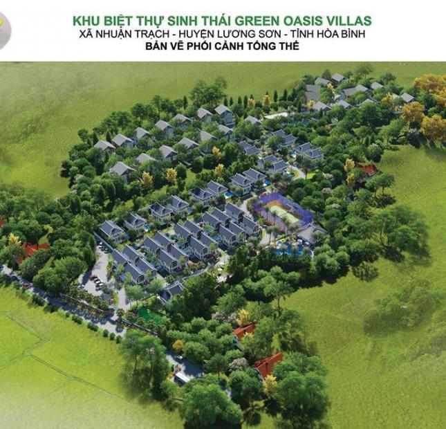 Bán biệt thự vip Green Oasis Villas, Lương Sơn, Hòa Bình DT 145m2, full nội thất, giá chỉ 1.557 tỷ