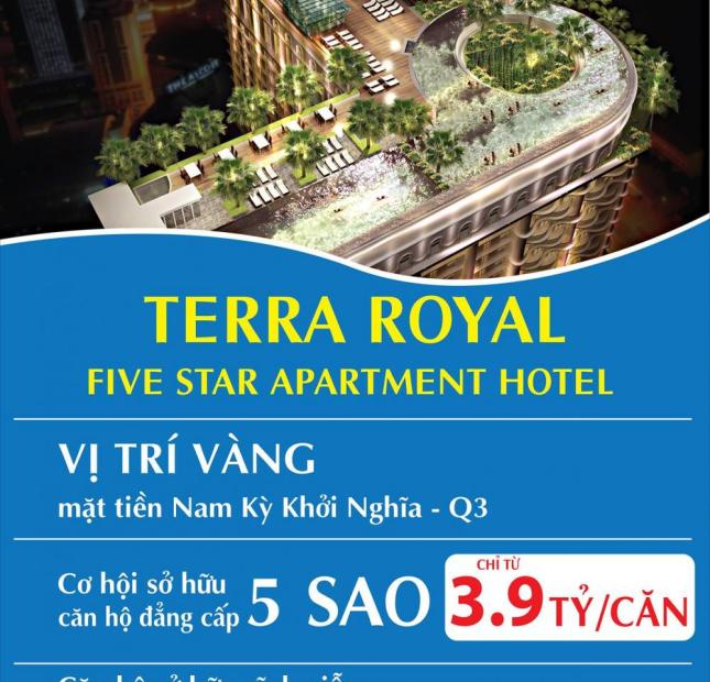 Bán căn hộ Terra Royal khách sạn 5* tại trung tâm Quận 3, chỉ với 3,9 tỷ/58m2/2PN 