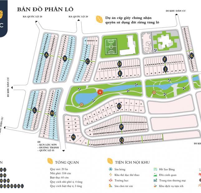 Mở bán 20 nền nhà phố, gần trung tâm thể thao lớn nhất tại Bảo Lộc, chỉ 5,5tr/m2 , chiết khấu 1%