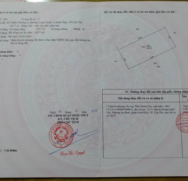 Chính chủ bán nền 8.5 m x 19 m = 169 m2 đất vườn, 480 triệu, khu dân cư cầu sắt Nguyễn Văn Trường