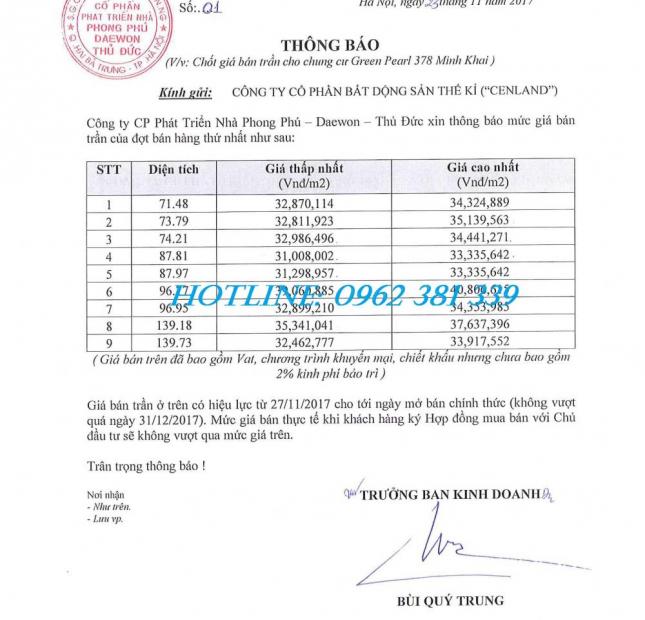 Căn hộ chung cư 378 Minh Khai ngay sát Times City, giá chỉ 32 triệu/m2, liên hệ 0962 381 339