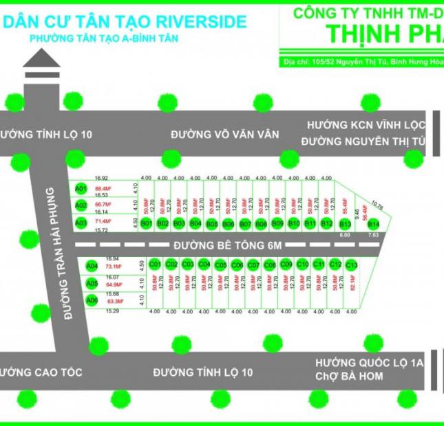 Bán đất KDC Tân Tạo, Bình Tân, DT: 4x13, giá 1tỷ160 , LH : 0939335550 Mr Hiếu