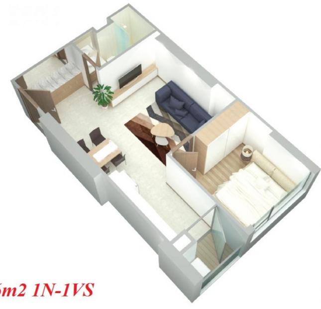 Bán chung cư Eco Dream căn 06, DT 45,56m2, thiết kế 1PN, tầng 12, giá 1,35 tỷ, LH: 0963882222