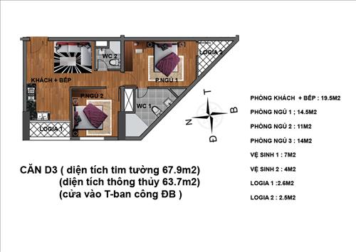 Bán chung cư Hanhud 234 Hoàng Quốc Việt, căn góc, 63m2, giá 26.5 tr/m2