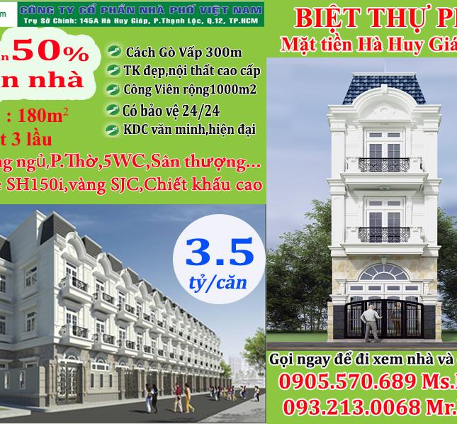 Cơ hội đầu tư đầu năm 2018 với 34 căn nhà phố cao cấp mặt tiền Hà Huy Giáp, Q12, LH 0932130068