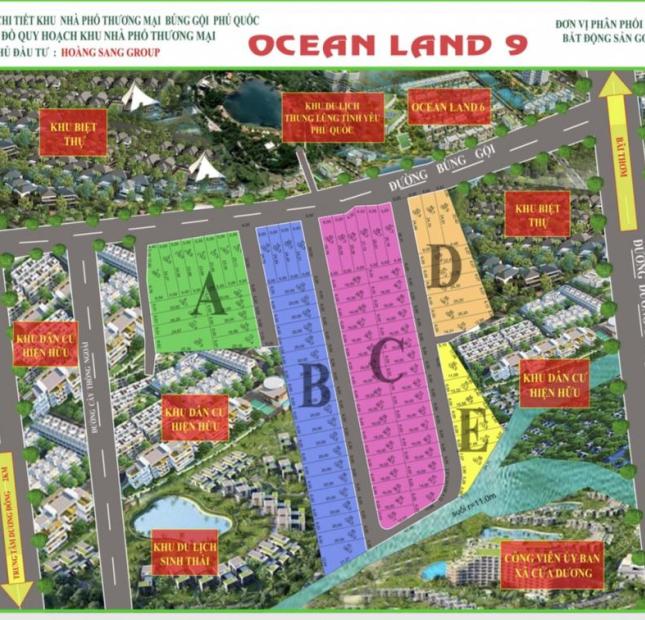 bán dự án OCEAN LAND 9 vị mặt tiền đường trí Búng Gội, cửa dương, phú quốc.