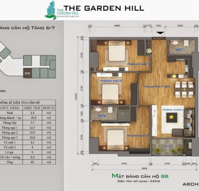Thật dễ dàng sở hữu căn hộ, tuyệt đẹp tại The Garden Hill với giá chỉ từ 27.5tr/m2