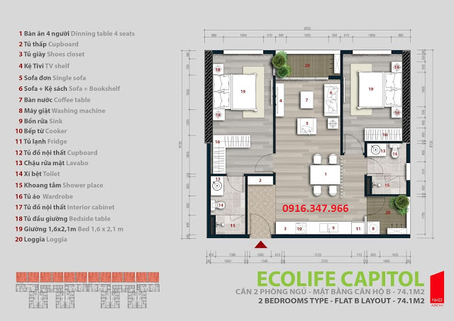 Tôi cần bán căn hộ 2 phòng ngủ 75.86m2 Ecolife Capitol tại đường Tố Hữu, Nam Từ Liêm.