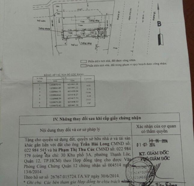 Bán nhà MT Hà Huy Giáp, Phường Thạnh Lộc, Quận 12, 4 x 26m, cấp 4, giá 7 tỷ