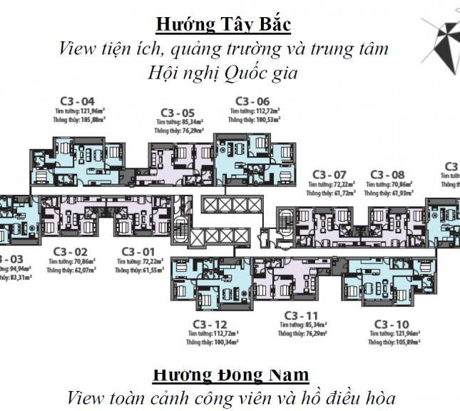 Bán căn 3 phòng ngủ đẹp nhất tòa C3, dự án Vinhomes D'Capitale Trần Duy Hưng. LH 0968684887