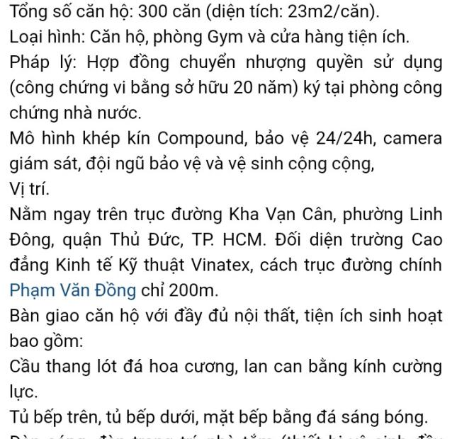 Bán căn hộ mini Linh Đông, Thủ Đức sát chung vư 4S ngay Phạm Văn Đồng