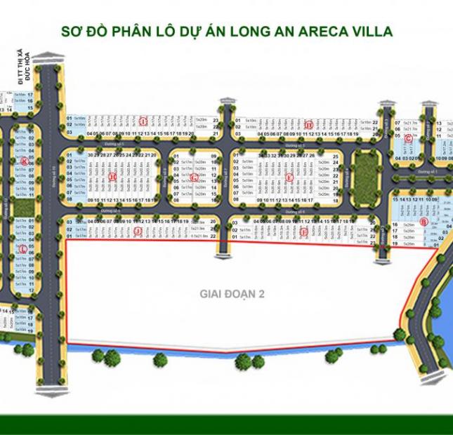 Bán đất nền dự án tại Dự án Long An Areca Villa, Đức Hòa, Long An diện tích 100m2 giá 350 Triệu