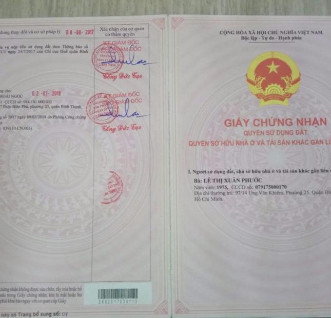 Cần bán rẻ căn nhà 97/14 Ung Văn Khiêm, Phường 25, Quận Bình Thạnh