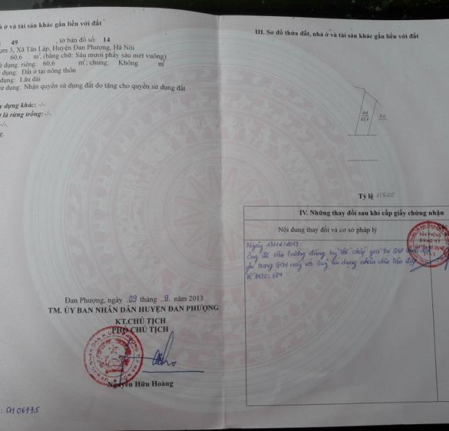 Cần bán gấp 2 mảnh đất mặt đường 422- xã Tân Lập- Đan Phượng- Hà Nội