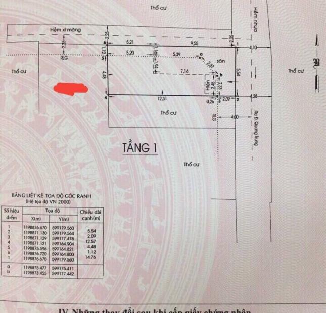 Bán nhà hẻm 688/113 Quang Trung, Phường 11, Quận Gò Vấp, 5,5x15m, cấp 4, giá 5 tỷ