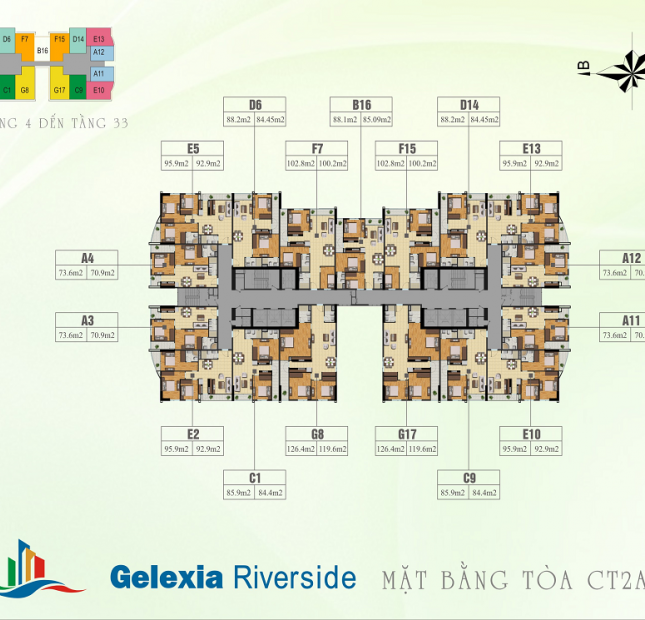 CC bán gấp Gelexia Riverside 885 Tam Trinh, 1805 CT2B(69,4m2), 1809 CT1(76,16m2). 0965 490 578