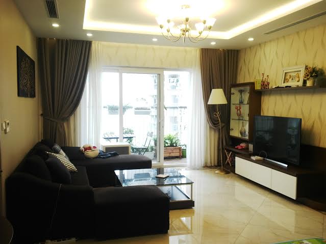 Cho thuê căn hộ chung cư Golden Place, Mễ Trì, 128m2, 3 PN, đầy đủ nội thất, 19 triệu/tháng