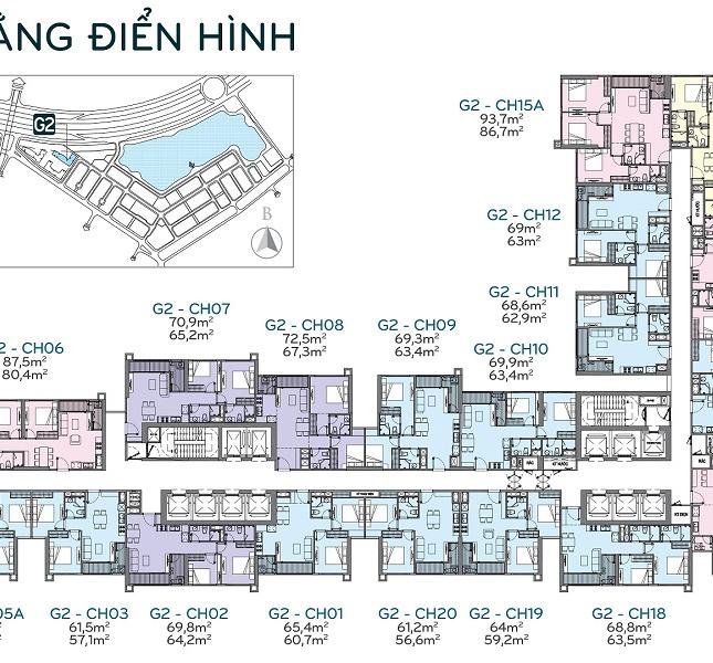 Bán căn hộ chung cư tại dự án Vinhomes Green Bay Mễ Trì, Nam Từ Liêm, dt 68.8m2, giá 2.7 tỷ