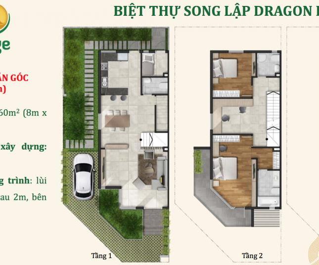 Bán nhà 1 trệt 2 lầu đường 12m 90 m2 chỉ 3ty9 thuộc kdc dragon village