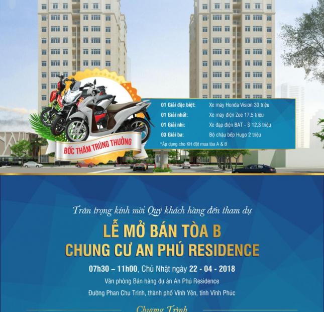 Bán căn hộ chung cư tại Dự án An Phú Residence, Vĩnh Yên, Vĩnh Phúc diện tích 80m2 giá 12 Triệu/m² ưu đãi hấp dẫn chiết khấu cao Hotline 01658943046