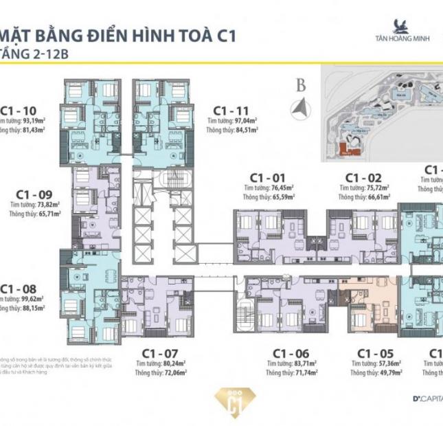 Bán căn hộ 2pn,ban công view trực diện hồ tòa C1 dự án Vinhomes D'capitale