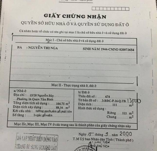 Bán nhà mặt phố đường Nguyễn Súy, 18 tỷ, 6.4x19.5m