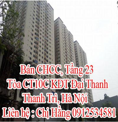 Bán CHCC, Tầng 23, Tòa CT10C KĐT Đại Thanh, Thanh Trì, Hà Nội