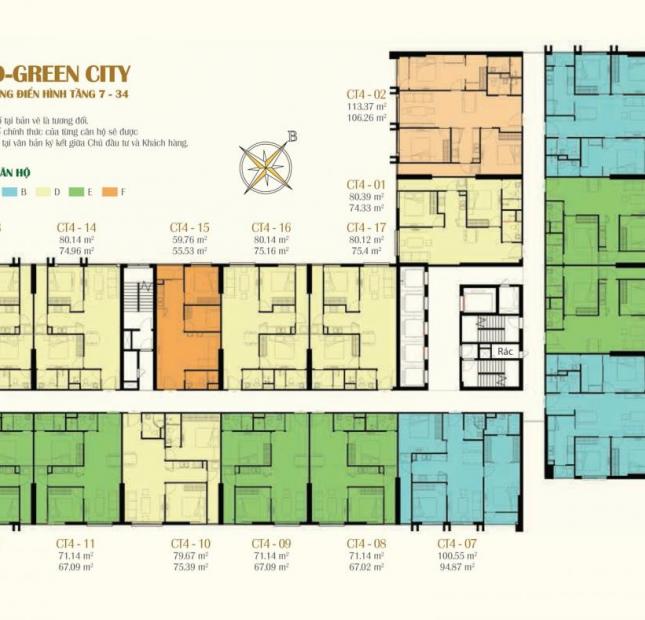 Cần bán căn hộ 67m2 tòa CT4 chung cư Eco Green City Nguyễn Xiển giá 1.9 tỷ/căn